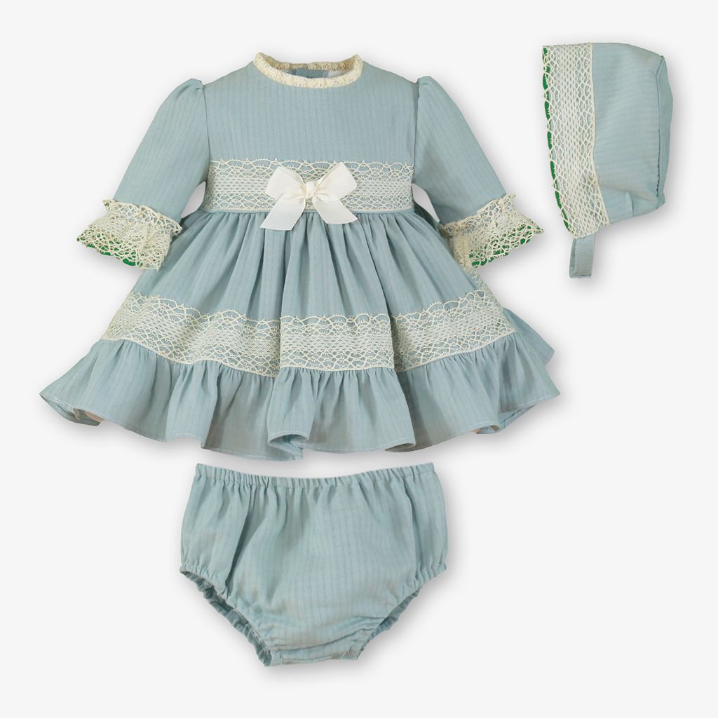 VESTIDO BRAGUITA GORRO BEBE VERDE MENTA