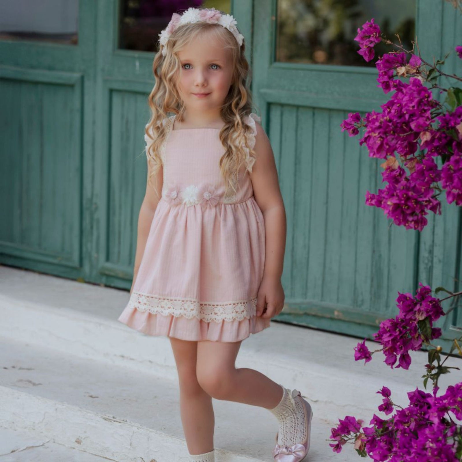 VESTIDO INFANTIL CEREMONIA ROSA PALO