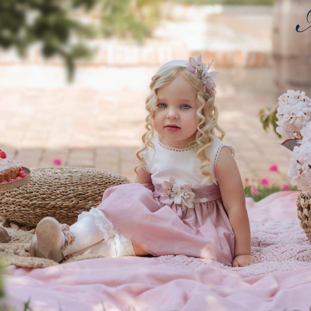 VESTIDO PARA BEBE NIÑA COLOR ROSA PALO