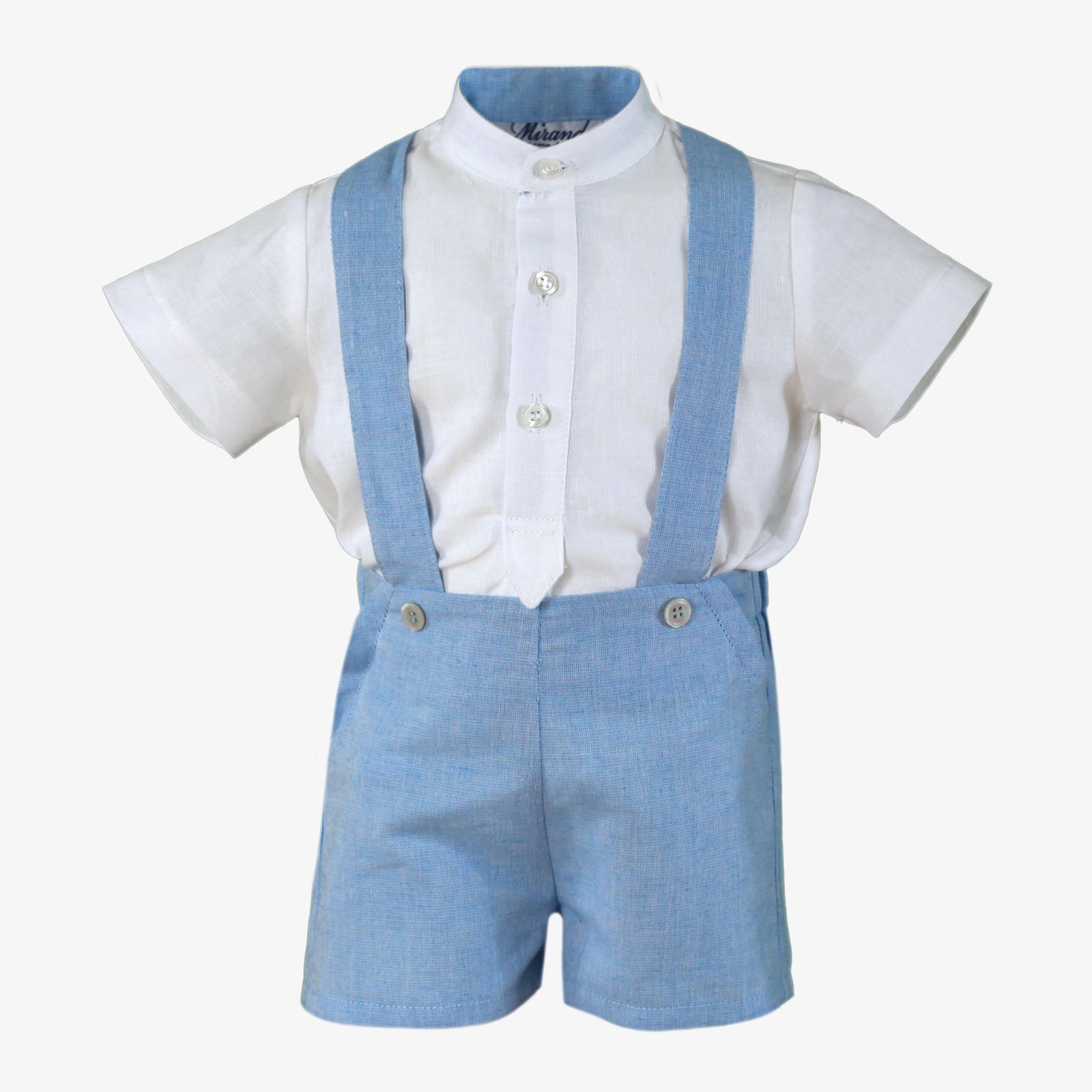 CONJUNTO BEBE NIÑO CELESTE TIRANTES