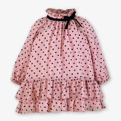 VESTIDO BEBE ROSA LUNARES NEGROS