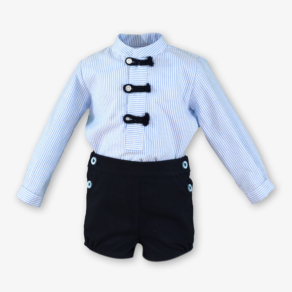 CONJUNTO BEBE NINO AZUL MARINO Y CELESTE