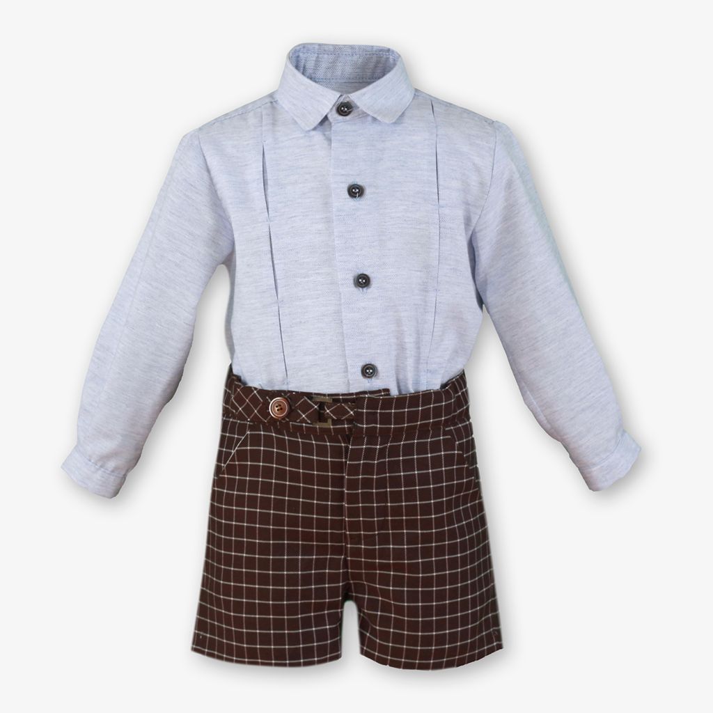CONJUNTO BEBE NINO CAFE Y CELESTE
