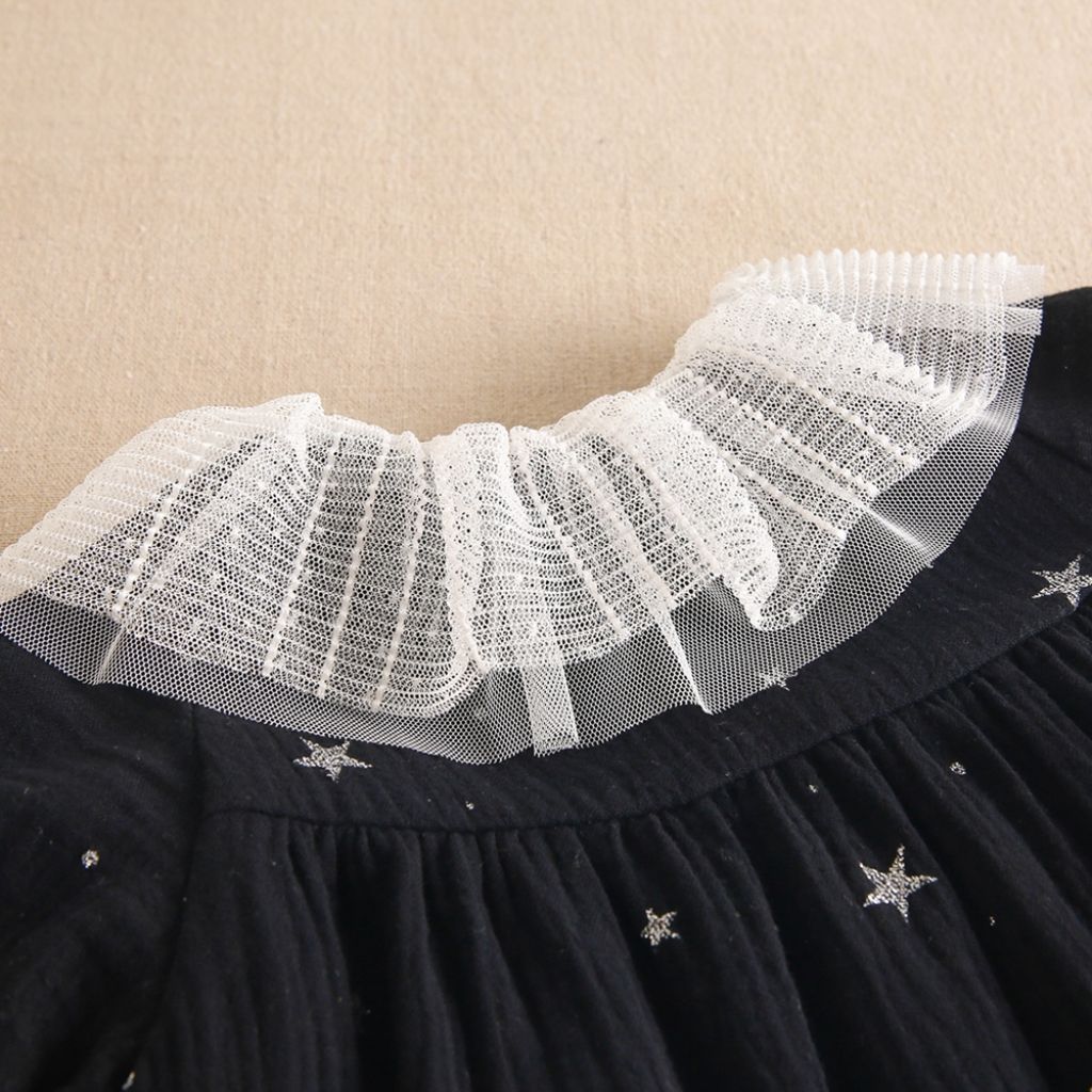 VESTIDO NIÑA NEGRO ESTRELLAS