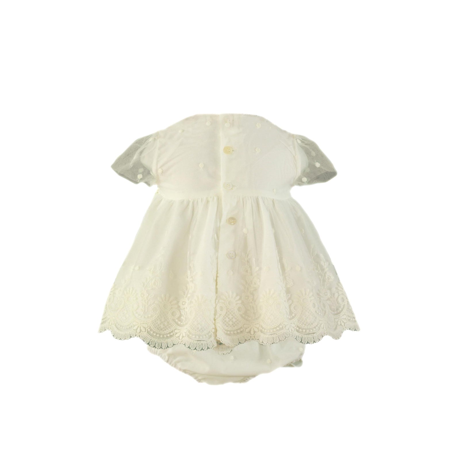 VESTIDO CON BRAGUITA Y GORRO BEIGE PARA BEBÉ