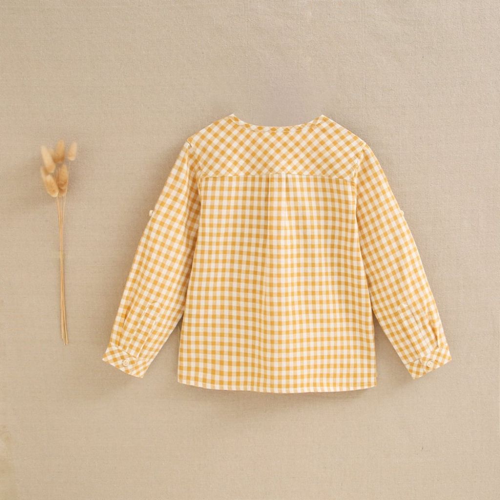 CAMISA DE NIÑO DE CUADRO VICHY COLOR MOSTAZA