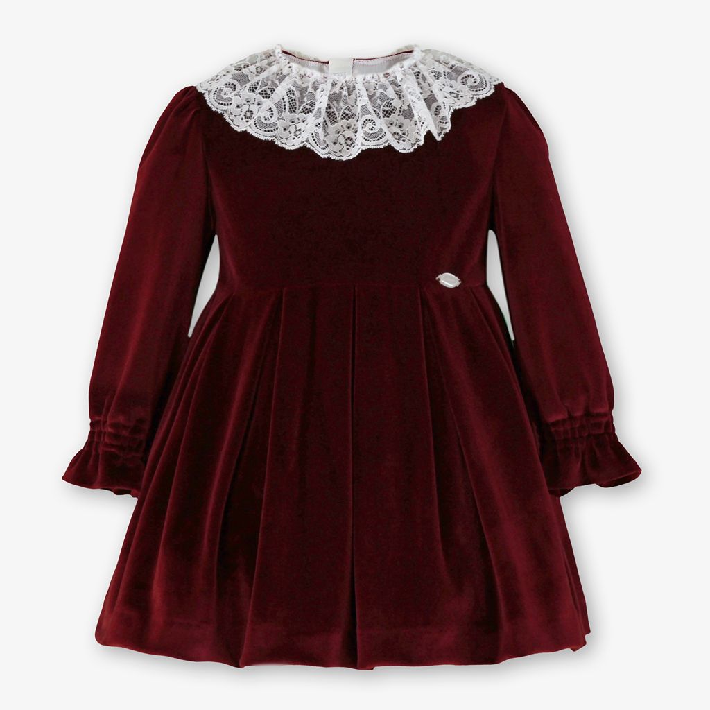 VESTIDO INFANTIL TERCIOPELO GRANATE