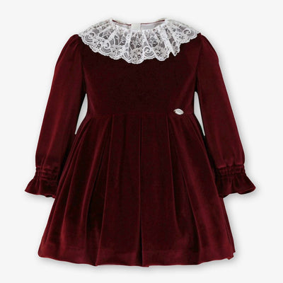 VESTIDO INFANTIL TERCIOPELO GRANATE