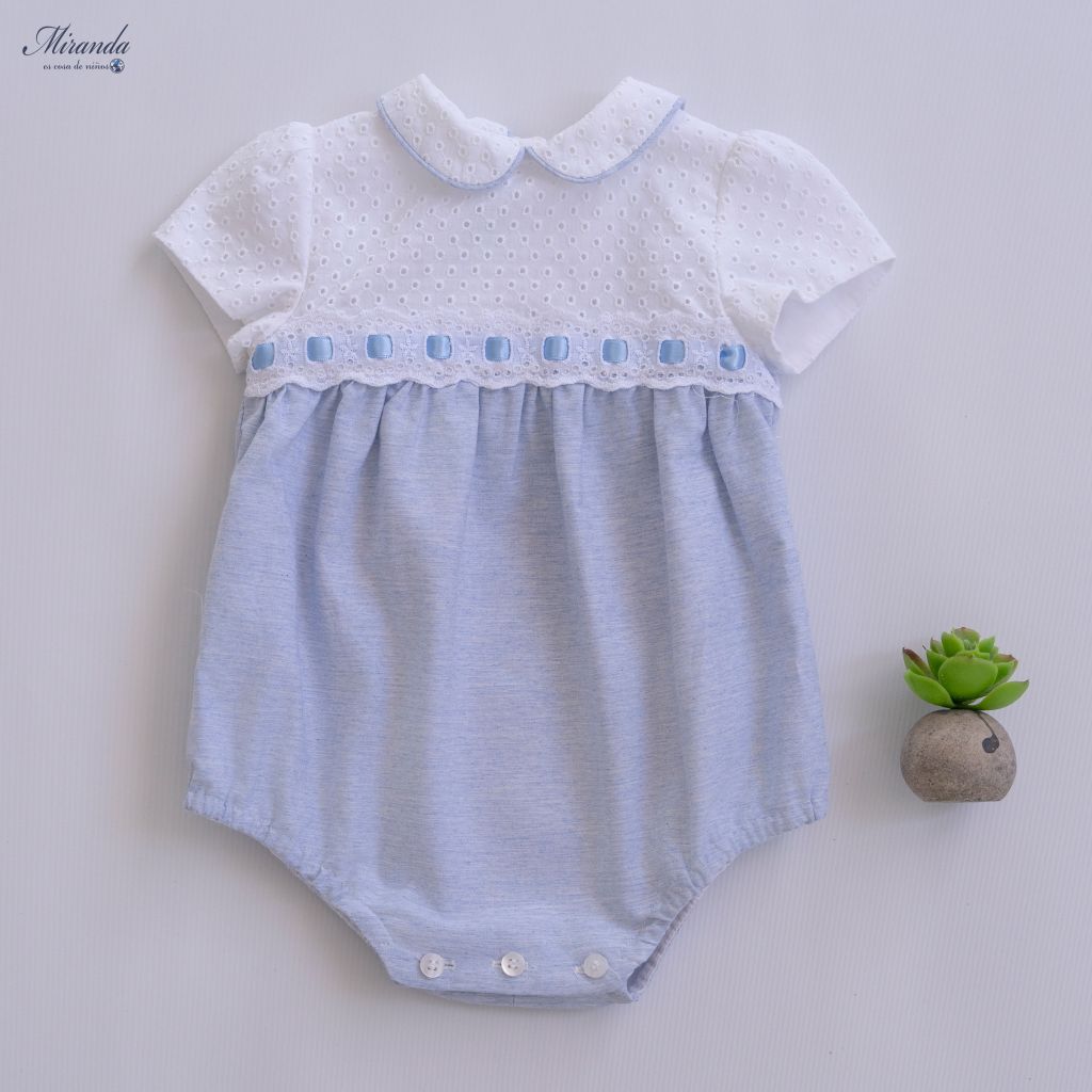 PELELE BEBE NIÑO CELESTE Y BLANCO