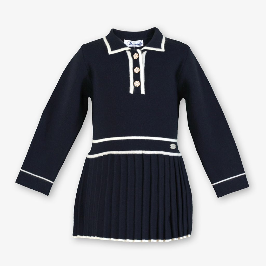 VESTIDO INFANTIL PUNTO AZUL MARINO
