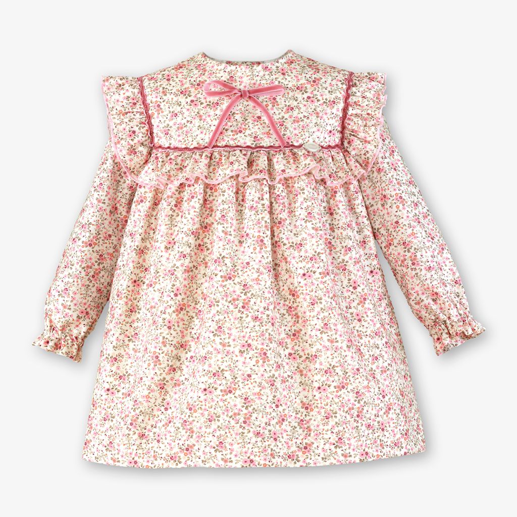 VESTIDO INFANTIL ESTAMPADO FLORES ROSA