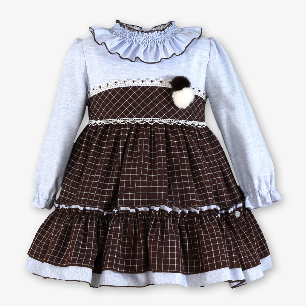 VESTIDO INFANTIL CAFE CELESTE