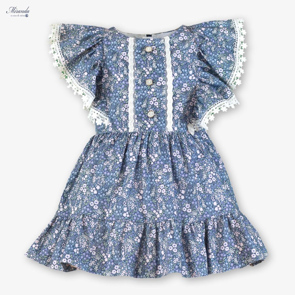 VESTIDO INFANTIL MARINO FLORECITAS - Menta Moda Infantil