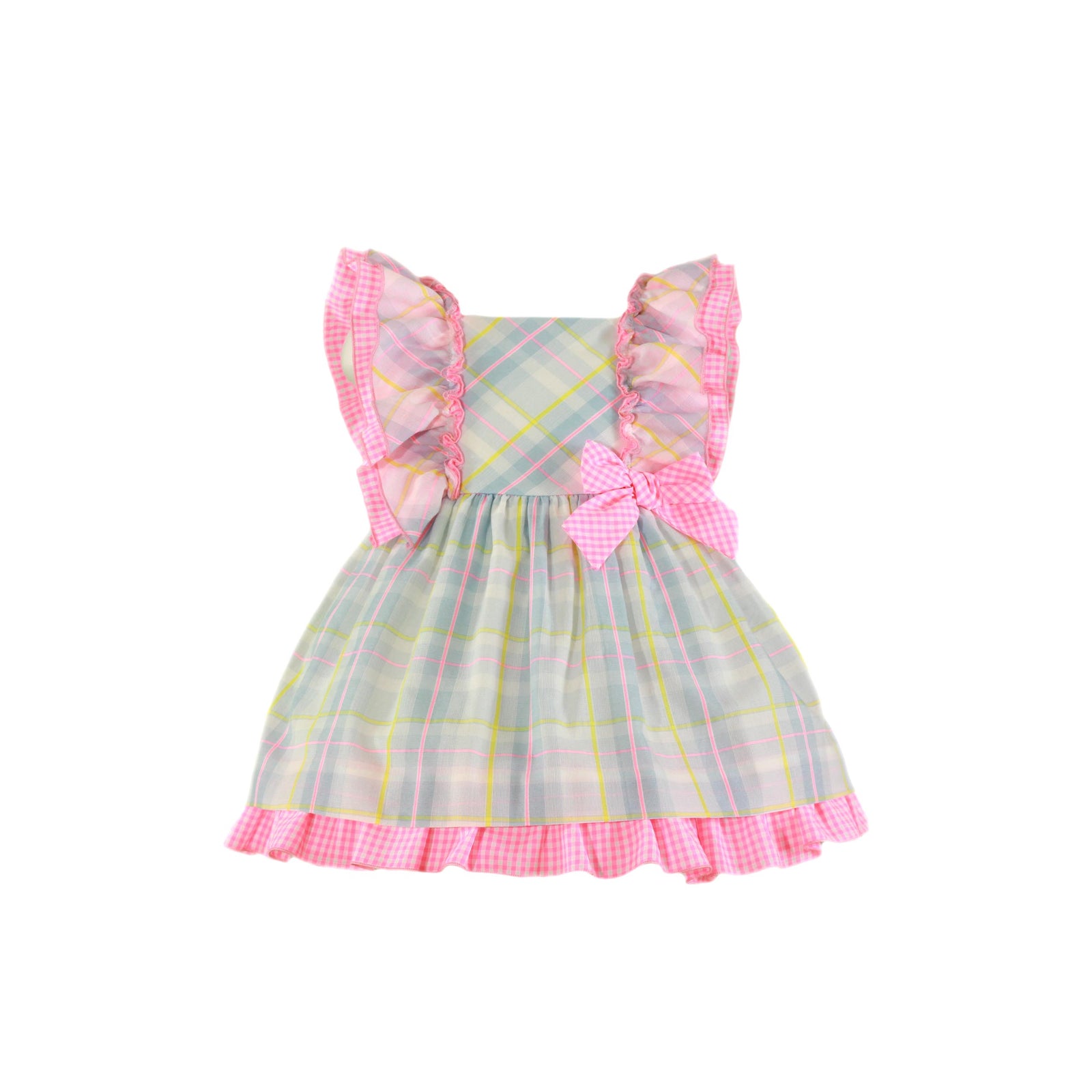 VESTIDO PARA NIÑA MULTICOLOR CON ADORNO DE MOÑO
