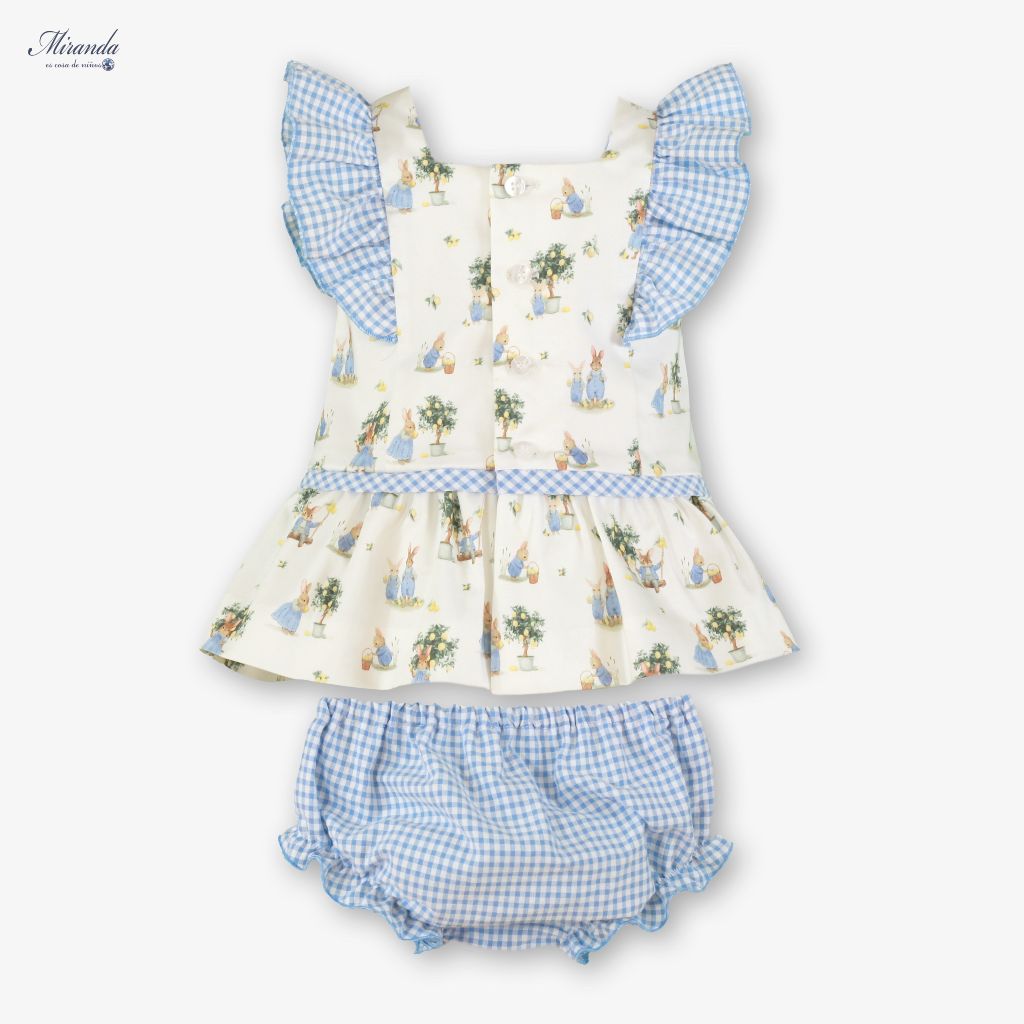VESTIDO BRAGUITA BEBE AZUL CONEJITOS - Menta Moda Infantil