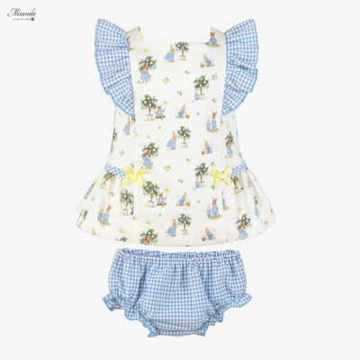 VESTIDO BRAGUITA BEBE AZUL CONEJITOS - Menta Moda Infantil