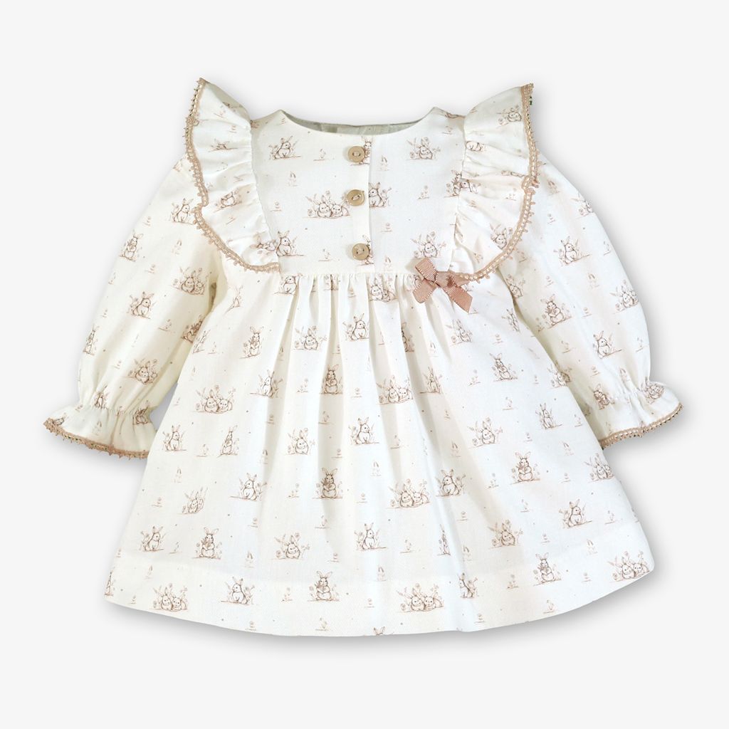 VESTIDO BEBE CAMEL CONEJITOS