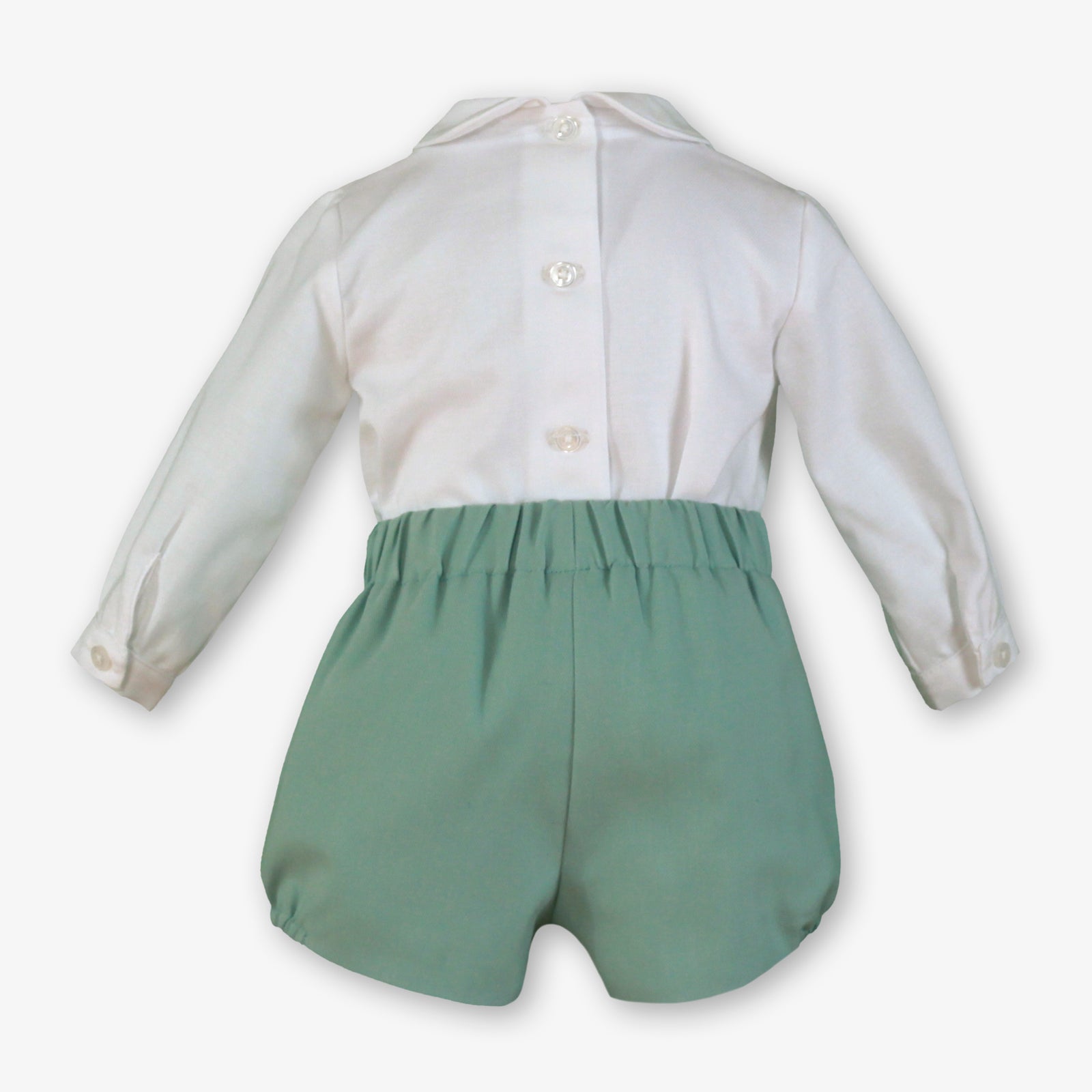 CONJUNTO BEBE VERDE AGUA CAMISA BLANCA
