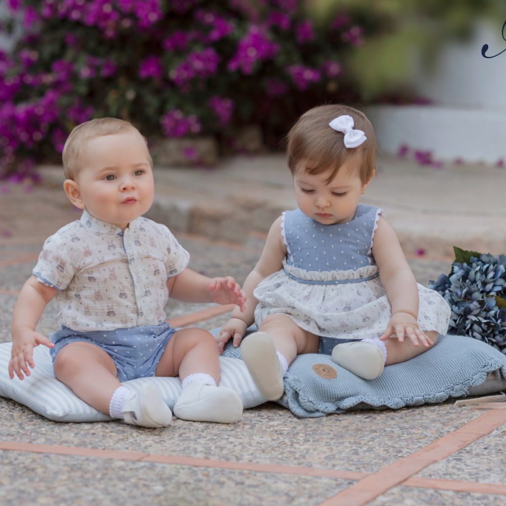 VESTIDO BEBE NIÑA AZUL CIELO CONEJOS