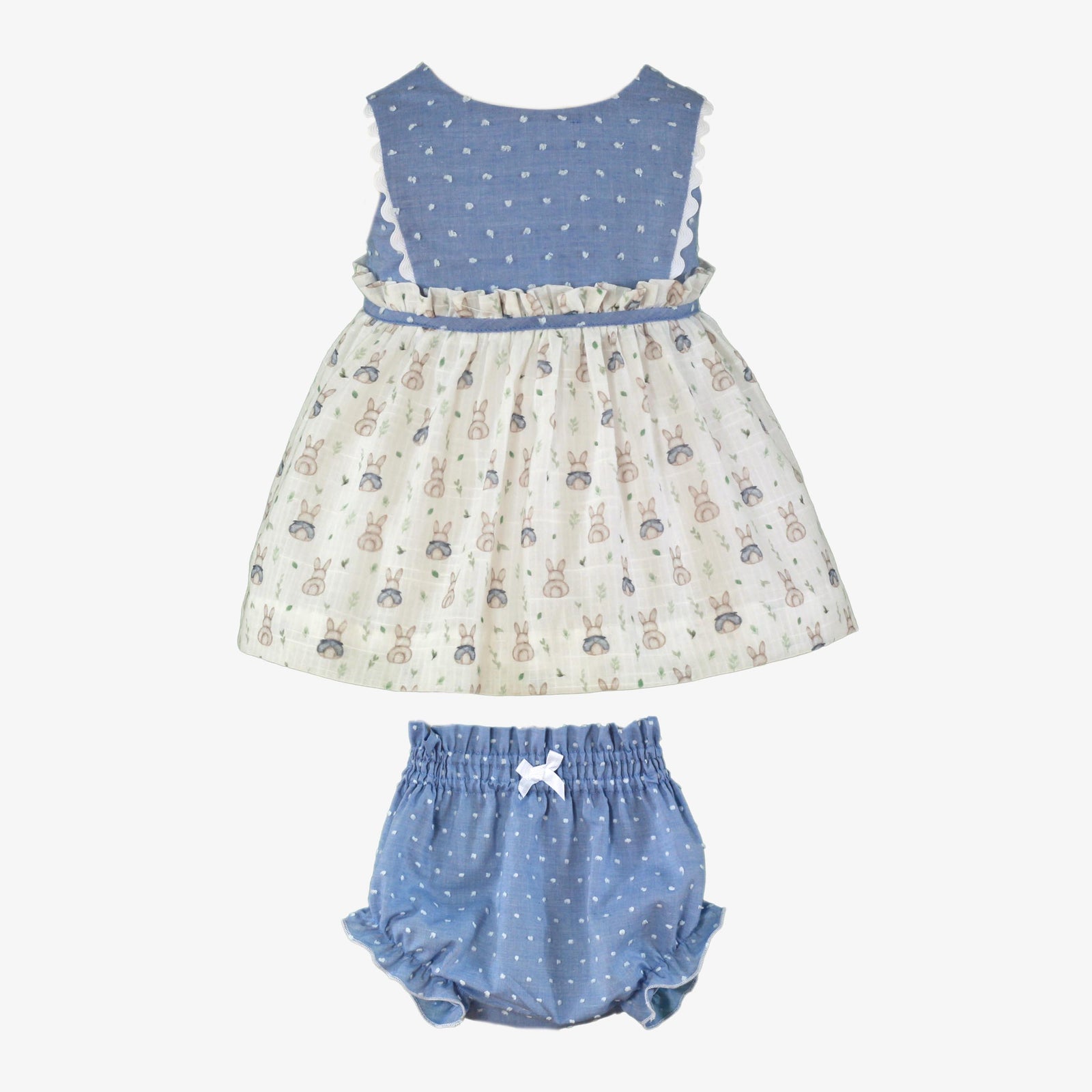 VESTIDO BEBE NIÑA AZUL CIELO CONEJOS