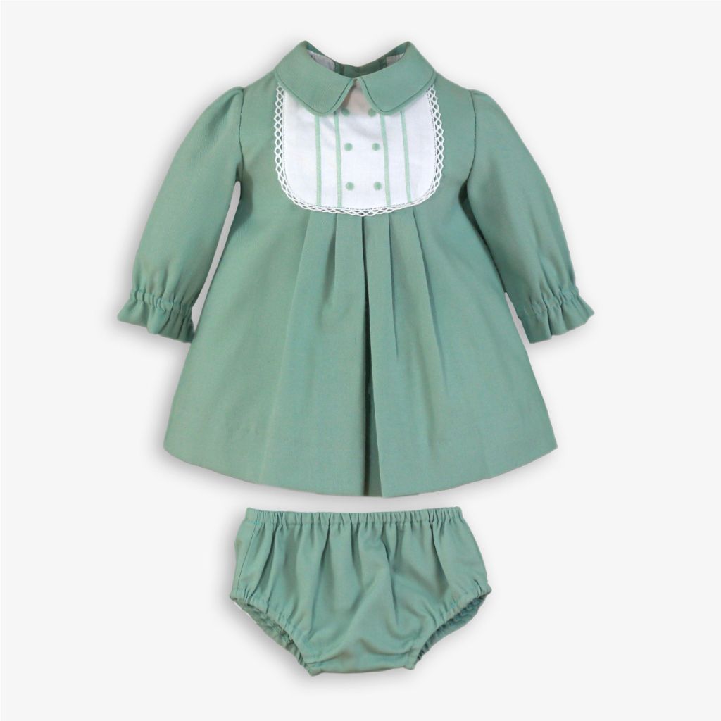 VESTIDO BEBE VERDE LISO