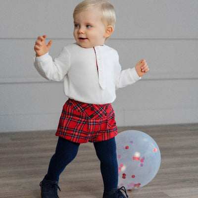 CONJUNTO BEBE NIÑO SHORT ROJO CUADROS