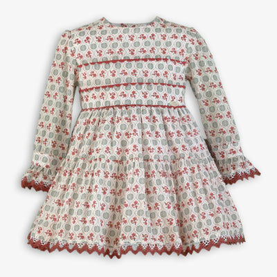 VESTIDO VERDE CON ROSA NIÑA