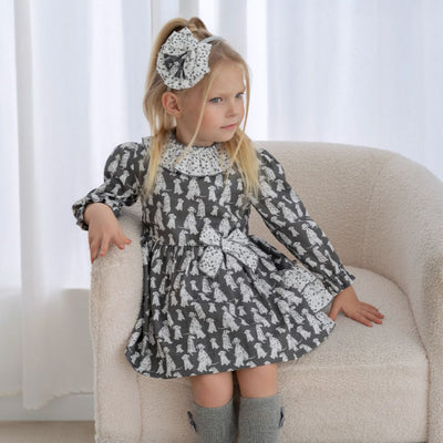VESTIDO NIÑA GRIS DALMATAS - Menta Moda Infantil