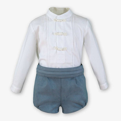 CONJUNTO BEBE NINO AZUL FRANCIA Y HUESO