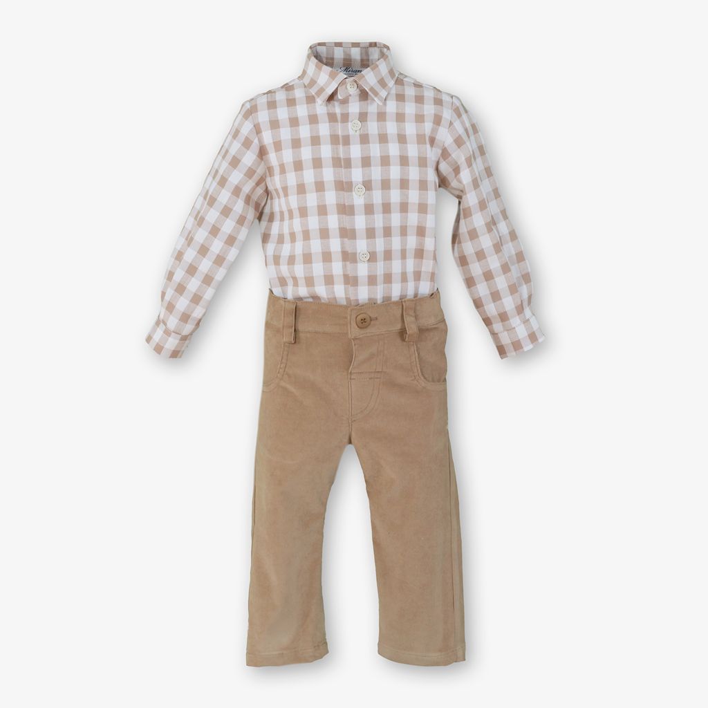 CONJUNTO BEBE NINO PANTALON CAMEL