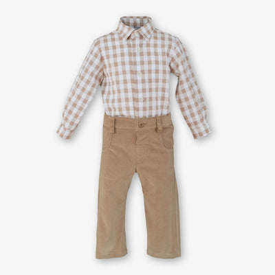 CONJUNTO BEBE NINO PANTALON CAMEL