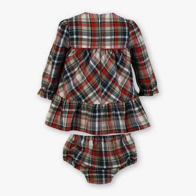 VESTIDO CUADROS VERDE ROJO Y MARINO