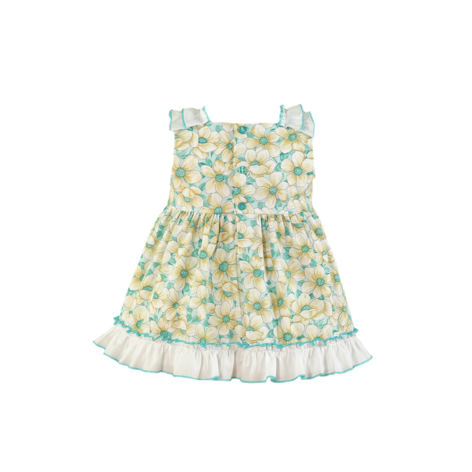 VESTIDO PARA BEBÉ TURQUESA CON ESTAMPADO DE FLORES