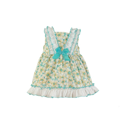 VESTIDO PARA BEBÉ TURQUESA CON ESTAMPADO DE FLORES