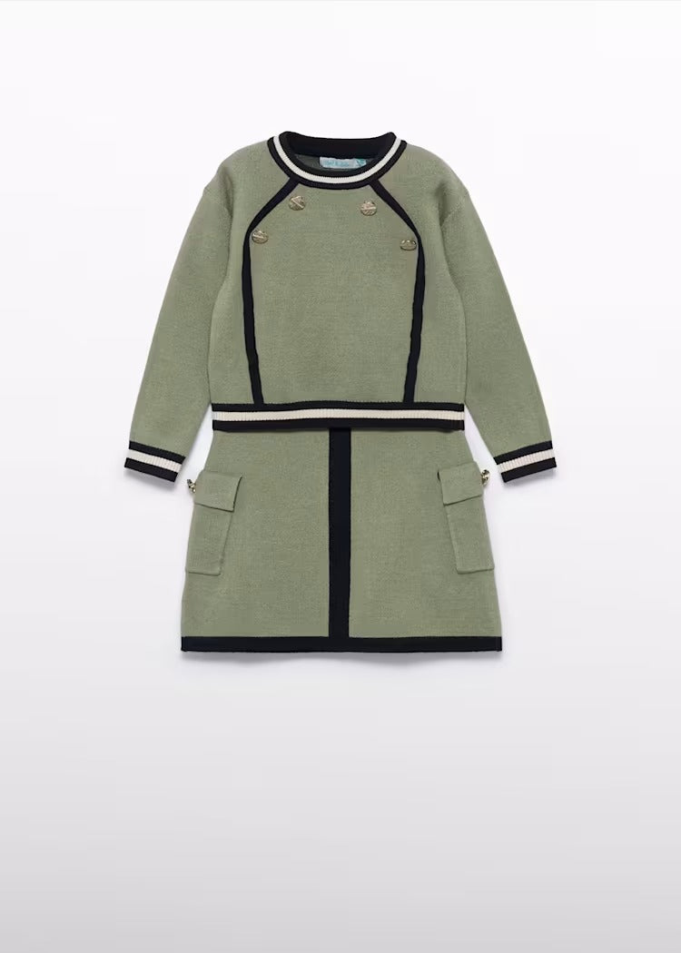 CONJUNTO FALDA TRICOT VERDE Y NEGRO