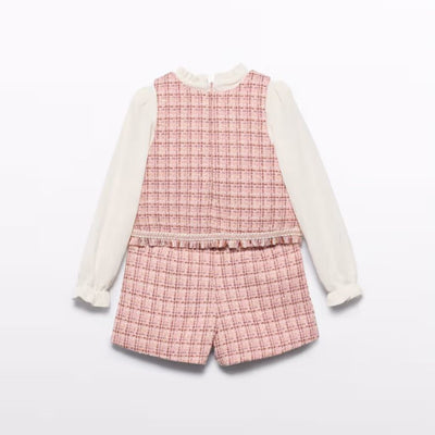 CONJUNTO BERMUDA TWEED NIÑA ROSA