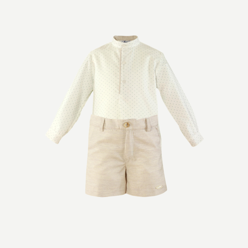 CONJUNTO NIÑO CAMISA MARFIL CAMEL