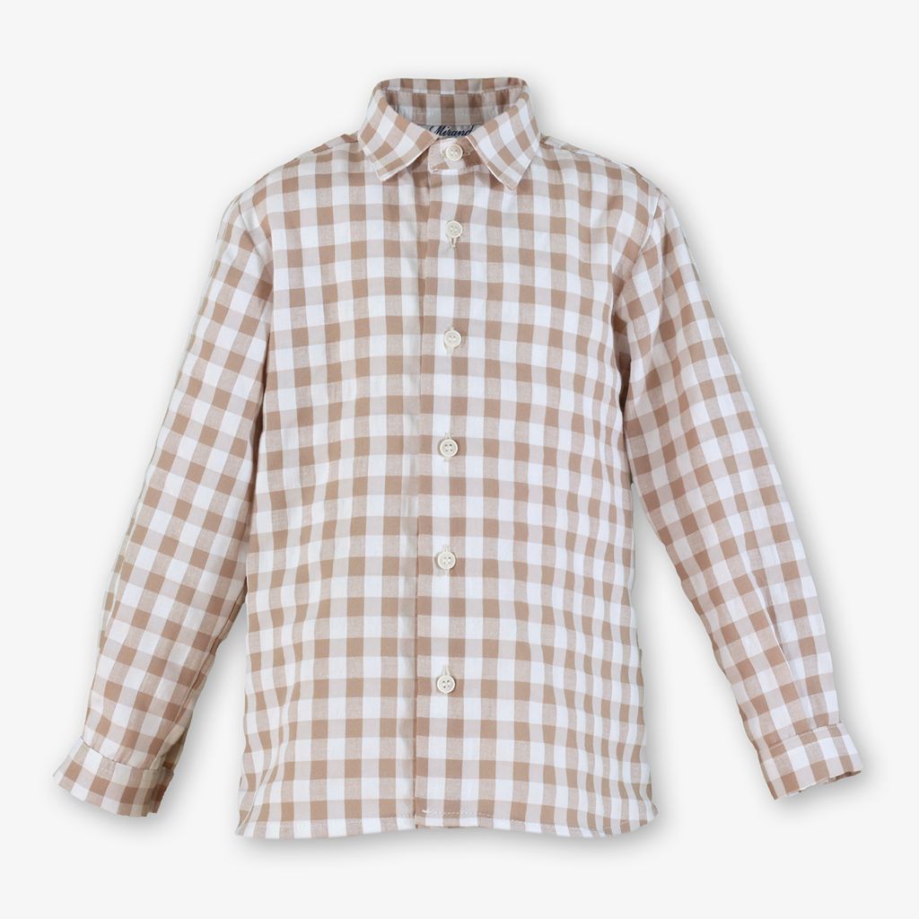 CAMISA INFANTIL NINO CUADROS CAMEL - Menta Moda Infantil