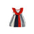 VESTIDO PARA NIÑA CON RAYAS DE COLOR ROJO, MARINO Y BLANCO