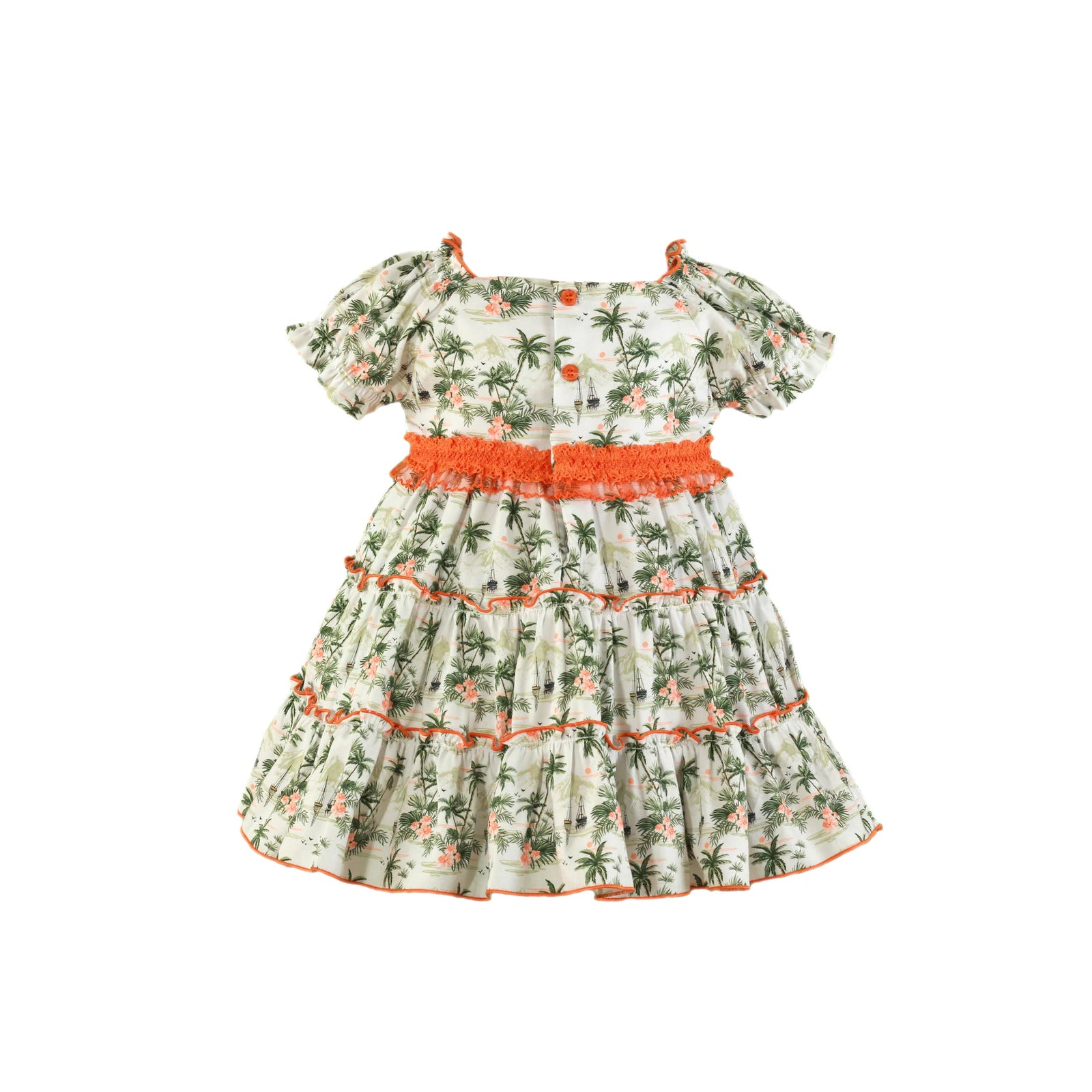 VESTIDO PARA NIÑA CON ESTAMPADO DE PALMERAS
