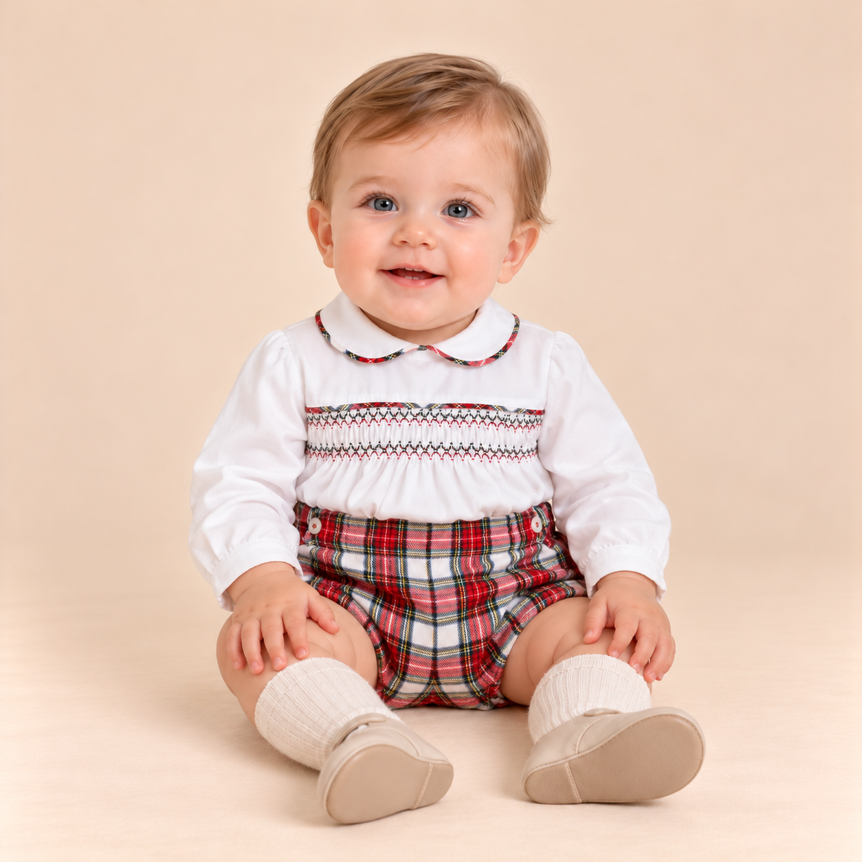 CONJUNTO BEBE NINO CUADRO ESCOCES
