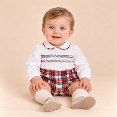 CONJUNTO BEBE NINO CUADRO ESCOCES