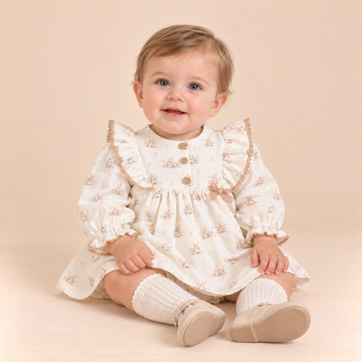 VESTIDO BEBE CAMEL CONEJITOS