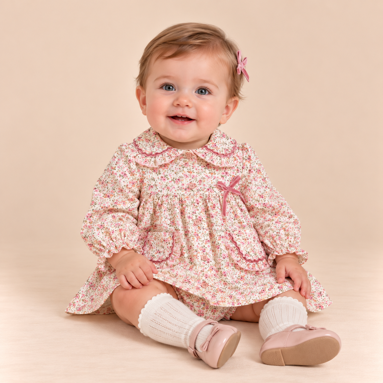 VESTIDO BRAGUITA BEBE ESTAMPADO FLORECITAS