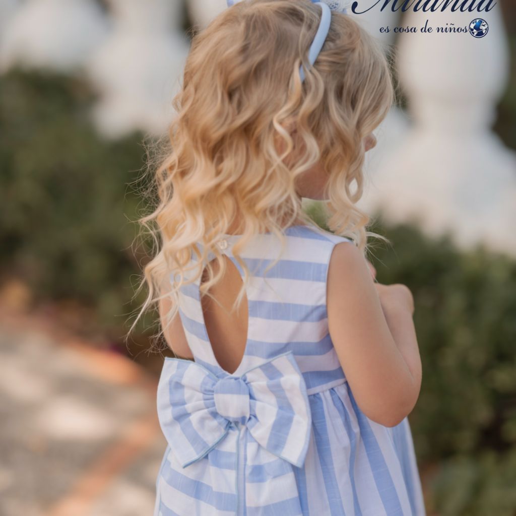 VESTIDO INFANTIL CELESTE Y BLANCO CEREMONIA