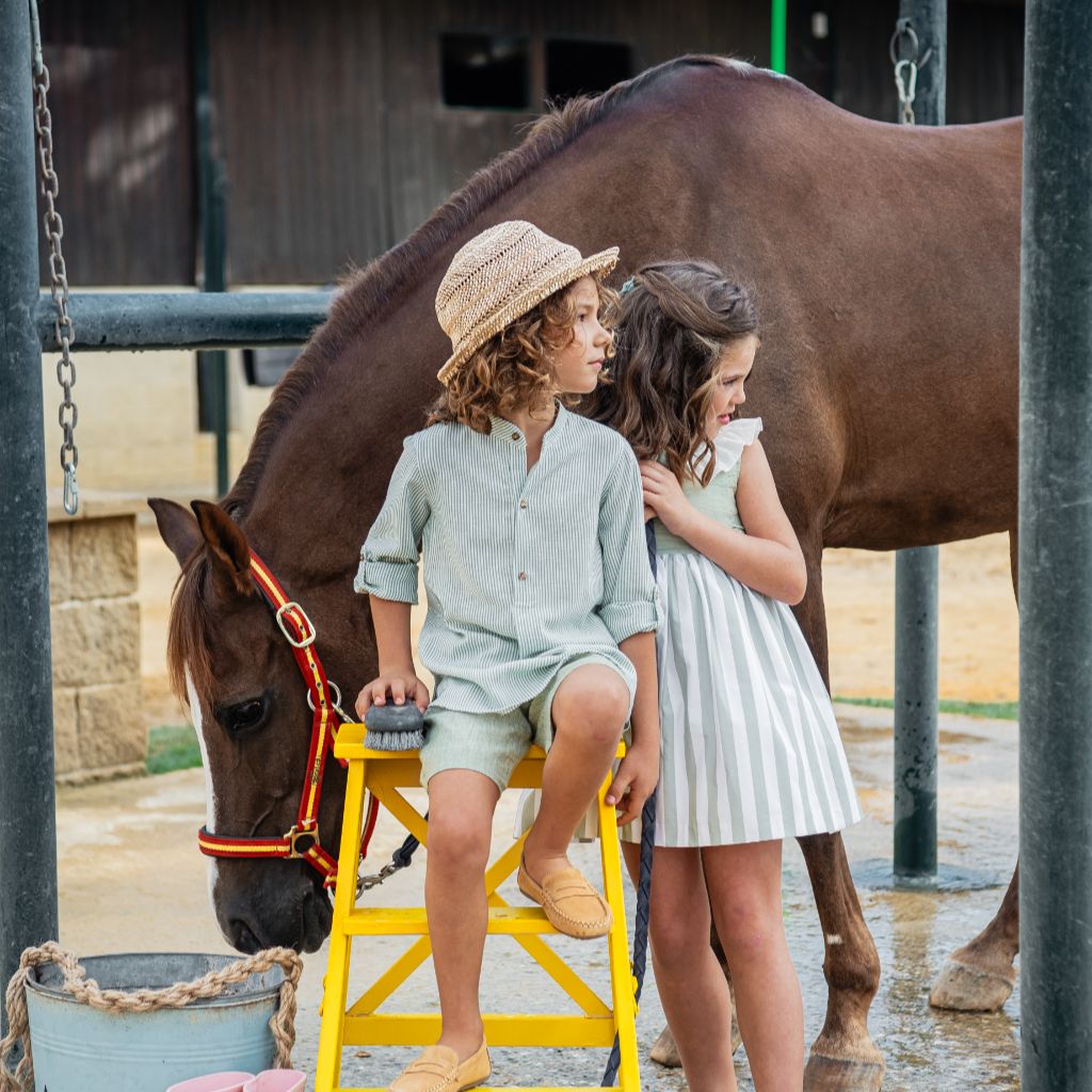 TRAJE NIÑO PANTALON BERMUDA-SAKURA-MUSGO - Menta Moda Infantil