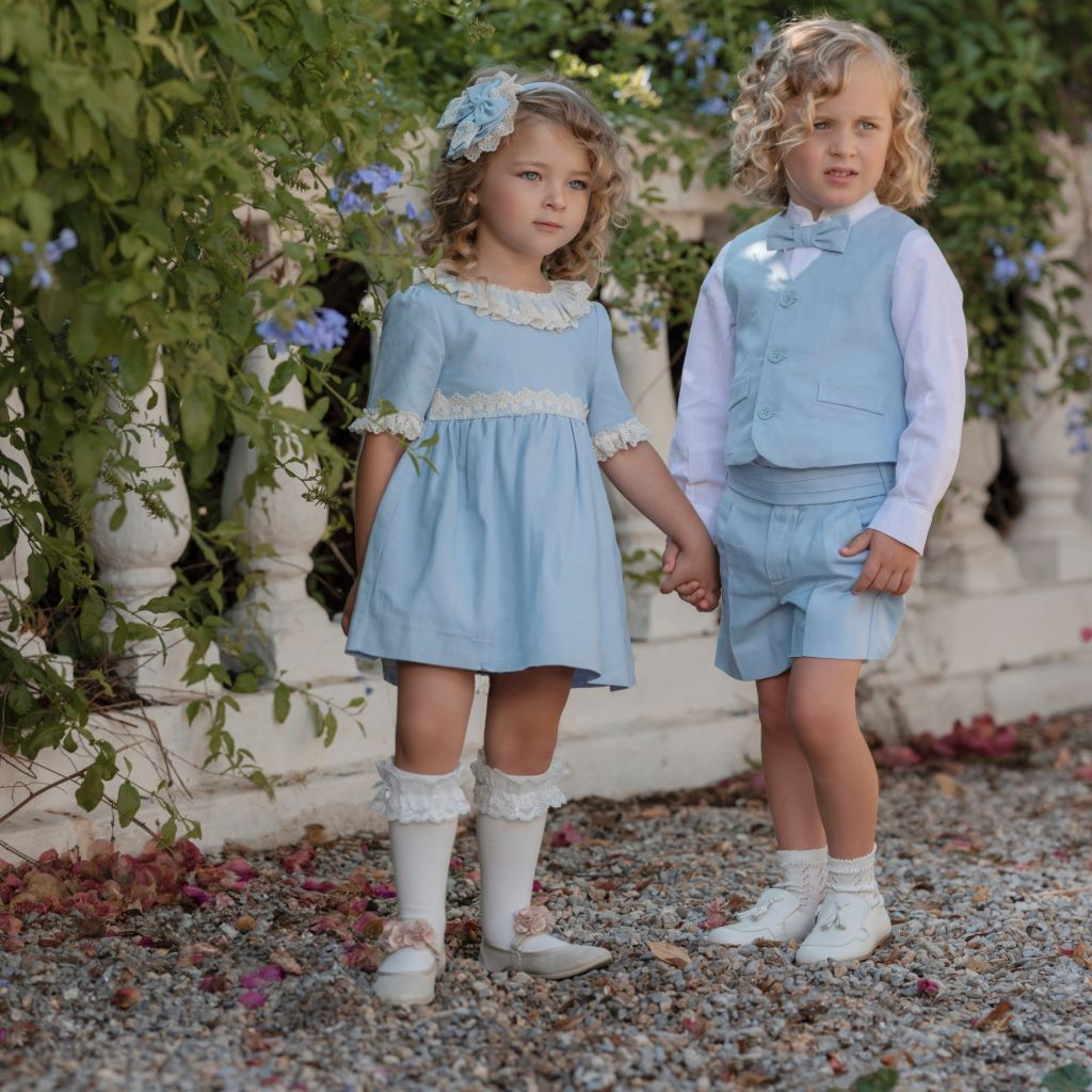 VESTIDO INFANTIL CEREMONIA CELESTE