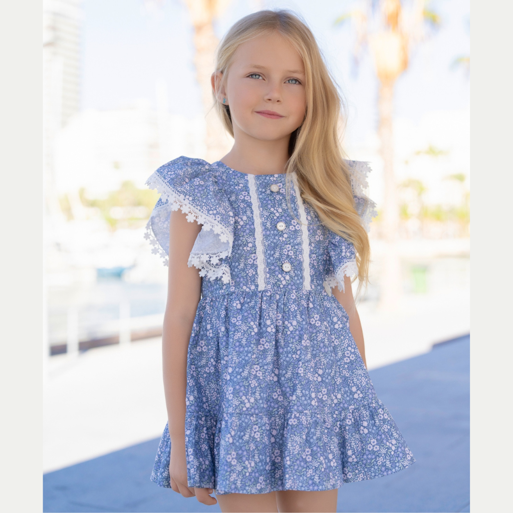 VESTIDO INFANTIL MARINO FLORECITAS - Menta Moda Infantil
