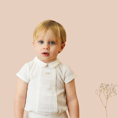 CONJUNTO BEBÉ NIÑO CEREMONIA CAMISA PANTALÓN CORTO - Menta Moda Infantil
