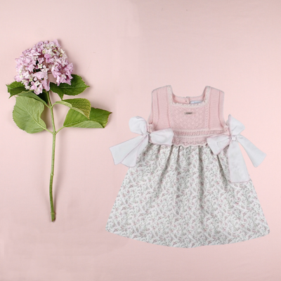 VESTIDO BEBÉ PUNTO ROSA ESTAMPADO FLORAL - Menta Moda Infantil